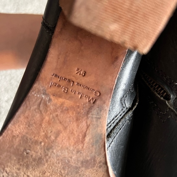Madewell Boots Billie Size 9.5 Ankle Bootie Black Leather Side Zip Block Heels - Picture 6 of 6
